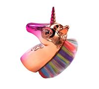 NOLITOY Professional Cosmetics Brush Fantasy Shape Foundation Powder Brush with Colorful Bristles and Golden Handle for Women and Girls Daily Makeup Application with Portable Bag