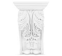 NOLITOY PU Carved Corbel Applique European Roman Column Head Corner Onlay Non-Gypsum Polyurethane Wall Moulding Decor for Living Room Ceiling Furniture Trim Baroque Vintage White 20.5x13.5x8.0cm