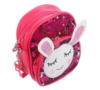 NOLITOY PU Sequin Rabbit School Bag Crossbody Backpack for Daily Use with Zipper Adorable Shoulder Bag Suitable for Camping Shopping and Short Trips