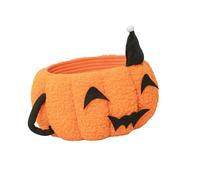 NOLITOY Pumpkin-Shaped Cotton Rope Basket Compact Handwoven Storage Organizer Mini Candy Holder for Halloween Desktop Use