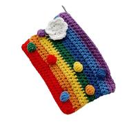 NOLITOY Purse Knitted with Knitted Flowers and Colourful Made of Woolen Yarn, and Elegantly Designed to Carry Keys, Wallet, Cell Phone and Makeup for Daily Use