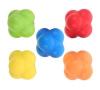 NOLITOY Reaction Training Ball 5 Pcs Set Hexagon Agility Bounce Ball for Speed Response Hand Eye Coordination Boxing Goalkeeper Cricket Athletics Training for Athletes Kids and Pets