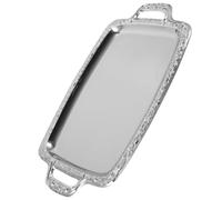 NOLITOY Rectangle Stainless Steel Metal Serving Tray with Handles, Multi-Purpose Food Plate for Coffee Table and Kitchen Use