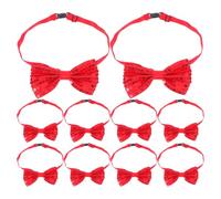 NOLITOY Red Bow Tie for Kids: 10PCS Glitter Red Bowtie Adjustable Sparkly Pre-Tied Sequin Neck Bows for Boys Girls, Children's Weddings, Christmas Parties, Performances