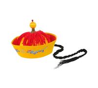 NOLITOY Retro Chinese Emperor Hat with Braid Ponytail Qing Dynasty Royal Stage Performance Headgear for Adult Cosplay and Costume Parties Authentic Asian King Accessory