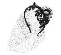 NOLITOY Retro Flapper Fascinator Headband with Rhinestone Mesh Veil Vintage European Style Bridal Hair Accessory for Wedding Tea Party Bridesmaid Elegance