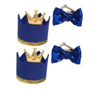 NOLITOY Reusable Dog Cat Birthday Hat Set with Bow Comfortable Lightweight Pet Party Crown for Small Cats Puppies Easy to Clean Festive Headdress for Memorable Celebration Photos
