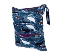 NOLITOY Reusable Waterproof Baby Diaper Bag with Double Zippered Wet Dry Compartments, Printed Cloth Storage Nappy Bag for Infant Travel and Changing, Whale Pattern