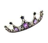 NOLITOY Rhinestone Girl Crown Headband for Birthday Wedding Prom Durable Bridal Tiara Hair Accessory Elegant Black Purple Crystal Party Hairband