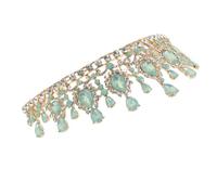 NOLITOY Romantic Bridal Tiara Crown with Green Crystal Rhinestones Lightweight Alloy Princess Headpiece for Weddings Birthdays Themed Photoshoots Handcrafted Comfortable Fit for Brides