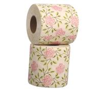 NOLITOY Rose Floral Printed Toilet Paper Rolls, 2pcs Bamboo Pulp Creative Bathroom Tissue, Decorative Printed Toilet Paper for Home and Party Use