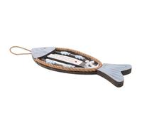 NOLITOY Rustic Wooden Fish Coastal Wall Art with Fade-resistant Finish Mediterranean Style Nautical Decor for Patio Garden Hallway Dual-function Temperature Gauge and Vintage-inspired