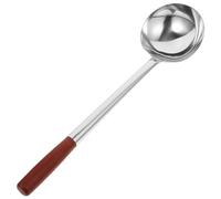 NOLITOY Rustproof Stainless Steel Soup Spoon Wooden Handle, Large Serving Spoon for Kitchens and Canteens, Time-Saving Cooking Utensil for Food Scooping
