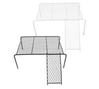 NOLITOY Rutin Chicken Cage Supply Iron Stand Platform with Ladder for Small Pets Wear Resistant Climbing for Hamsters Multi Use Feeding and Resting Rack in Black and White