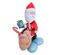 NOLITOY Self-standing Christmas Santa Claus Balloon with Present Sack Wind-resistant Foil Inflatable for Holiday Party Decorations Suitable for Shops Homes and Festive Events