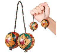 NOLITOY Shamanic Rattle Wooden Finger Shaker Percussion Instrument with Hand-painted Patterns, Smooth Surface and Rhythmic Sound for Indoor Home Playing Random Style