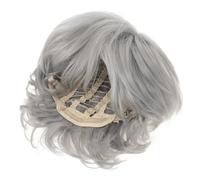 NOLITOY Short Curly Silver Grey Wig for Elderly Women Breathable Cap Senior-friendly Grandma Costume Wig for Old Woman Cosplay and Halloween Party