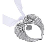 NOLITOY Silver Angel Wings Ornament Christmas Pendant Hanging Decoration with Ribbon, Alloy Material, Realistic Wing Shape for Party and Holiday Home Décor