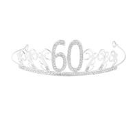 NOLITOY Silver Rhinestone Crystal Tiara Cake Crown Decoration 60th Birthday Cake Topper Accessories for Wedding Party Baking