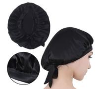 NOLITOY Simple Solid Color Real Silk Sleeping Cap for Women and Hair Loss Bonnet Soft Black Hair Wrap Protects Hairdo During Sleep