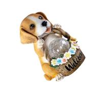 NOLITOY Solar Energy Dog Basket Garden Ornament with Night Glowing Light Realistic Outdoor Decor for Patio Lawn Weather-Resistant Solar Garden Statue