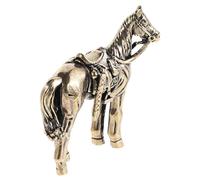 NOLITOY Solid Brass Chinese Horse Figurine Small Decorative Zodiac Animal Sculpture for Desktop Oxidation-resistant Lucky Feng Shui Ornament Asian Heritage Art Accent for Home Office