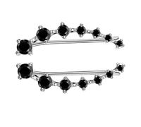NOLITOY Sparkly Zircon Ear Cuff for Women Elegant Black Ear Hook Earrings with Seven Zircon Stones Comfortable Fashion Jewelry for Birthday Christmas and Daily Wear