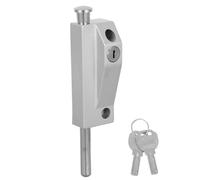 NOLITOY Spring Loaded Door Foot Lock with 2 Keys Surface Mounted Automatic Spring Latch Bolt for Sliding and Revolving Doors for Patio Gates Silver 7.4x1.6x1.6 Inches