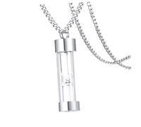 NOLITOY Stainless Steel Glass Urn Necklace Cremation Charm Pendant 60cm Chain Memorial Ashes Keepsake Jewelry for Men and Women
