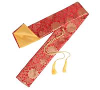NOLITOY Thickened Silk Tai Chi Sword Bag Japanese Style Storage Pouch for Martial Arts Swords Red Base Yellow Floral Design Gift for Kung Fu Practitioners