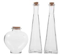 NOLITOY Transparent Glass Ceremony Bottle: Heart Prismatic Shaped Jar Cork Sand Wishing Storage Craft Decoration Wedding Ritual Engagement Celebration Prop, 3 PCS