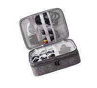 NOLITOY Travel Electronics Organizer Bag for Gadgets Cable Carrying Case with Detachable Compartments Cushion Storage for Power Banks USB Drives Earphones Grey