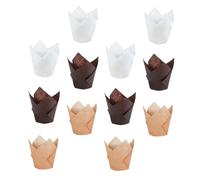 NOLITOY Tulip Shaped Cupcake Liners Grease Food Grade Muffin Wrappers in White Natural Disposable Baking Cups for Muffins Cupcakes and Cakes