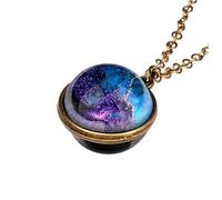 NOLITOY Universe Pendant Necklace Retro Glow in The Dark Glass Necklace for Women and Men Vintage Style Luminous Effect Suitable for Night Wear
