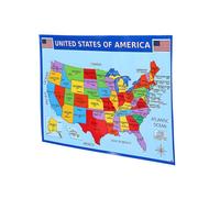 NOLITOY Usa Map Wall Poster for Bedrooms and Classrooms Educational Geography Teaching Chart with State and City Labels UV Decorative America Map for Learning and Social Studies