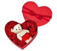 NOLITOY Valentine's Day Soap Flower Rose Box Red Soap Petals Bouquet for Present