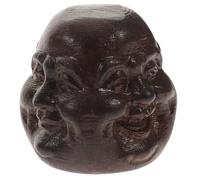 NOLITOY Vietnamese Agarwood Buddha Head Figurine Hand-carved Four-faced Buddha Decor for Desktop Car Ornament Meditation Craft
