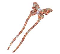NOLITOY Vintage Acetate Butterfly Hair Fork U Shaped Pin for Women Handmade Durable Hair Accessory with Secure Hold for Bridal Cosplay Everyday Hairstyles Blue Coffee