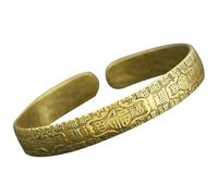 NOLITOY Vintage Brass Cuff Bracelet Chinese Style Bangle with Engraved Blessing Pattern Wrist Decoration for Women Traditional Jewelry