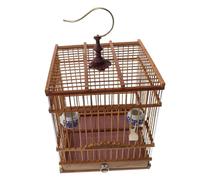 NOLITOY Vintage Carbonized Bird Cage with Removable Tray and Hanging Hook Small Handmade Rectangular Parrot and Budgie Habitat Natural Design for Goldfinches and Zosterops