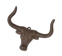 NOLITOY Vintage Cast Head Wall Hooks Dual Towel and Hat Rack with Secure Angled Horns Farmhouse Style Decorative Metal Wall Mount for Cowboy Hat Storage and Rustic Home Decor