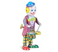 NOLITOY Vintage Clown Drummer Wind-up with Clockwork Mechanism Retro Table Ornament for Fun Drumming Action Paint Carnival Prize and Party Favor