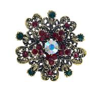 NOLITOY Vintage Rhinestone Flower Corsage Brooch Alloy Pin Retro Breast Pin for Women Clothes Accessories Stylish Floral Decoration