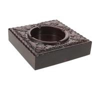 NOLITOY Vintage Square Ebony Wooden Ashtray with Carved Double Blessing Motif Fireproof Smokeless Ash Holder Bowl for Office Decoration Indoor Outdoor Home Accent and