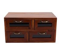 NOLITOY Vintage Wooden Drawer Style Makeup Organizer Storage Box for Desktop Multipurpose Cosmetic and Stationery Holder with Design Wood Construction Space-saving Desktop Storage