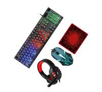NOLITOY Wired Rgb Keyboard and Ergonomic Mouse Combo Set with Headset and Mousepad, USB 2.0 Connectivity, Black Abs Material, High Performance and Easy to Install for Gaming and Office