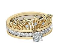 NOLITOY Women's Detachable Crown Ring with Rhinestones Elegant Jewelry in Golden and Silver for Any Occasion Valentine's Day Birthday Anniversary