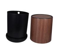 NOLITOY Wood Grain Dual Compartment Plastic Trash Bin with Flip Lid for Home Bathroom Office Elegant Faux Wood Design for Waste Sorting and Cleanliness Suitable for Bedroom and Kitchen Use