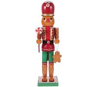 NOLITOY Wood Nutcracker Figurine Self Standing Cartoon Gingerbread Man Nutcracker Model Photo Prop Xmas Table Wooden Puppet for Home Shop 35CM