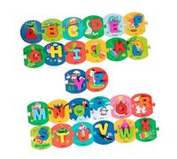 NOLITOY Wooden Alphabet Matching Puzzle for Portable English Letter Learning Cards Smooth Safe Surface Educational Cognitive Development Game for Preschoolers